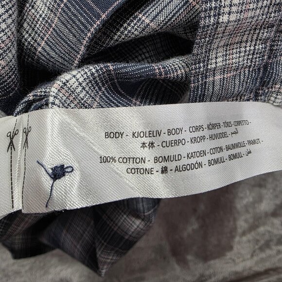 Ariat Shirt Mens Large Blue Gray Plaid Retro Fit Short Sleeve Western Pearl Snap - Picture 12 of 12